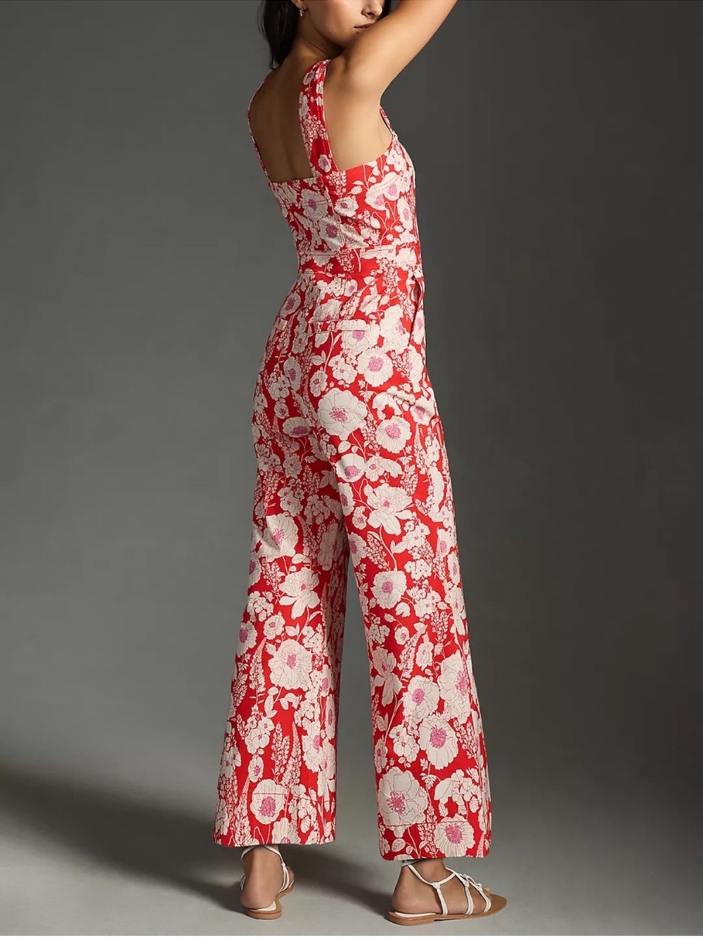 NWT Maeve by Anthropologie - The Colette Red Floral Jumpsuit - Picture 3 of 10